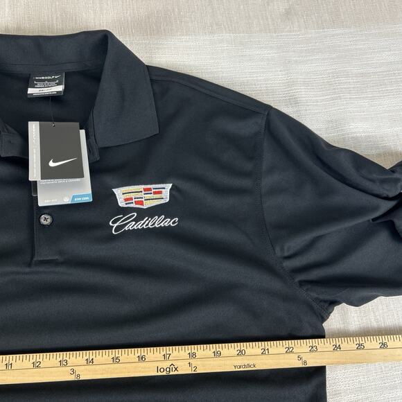 Cadillac Shirt Nike Golf Polo Mens Sz Large Black Dri Fit Performance NWT Logo L - Picture 8 of 10